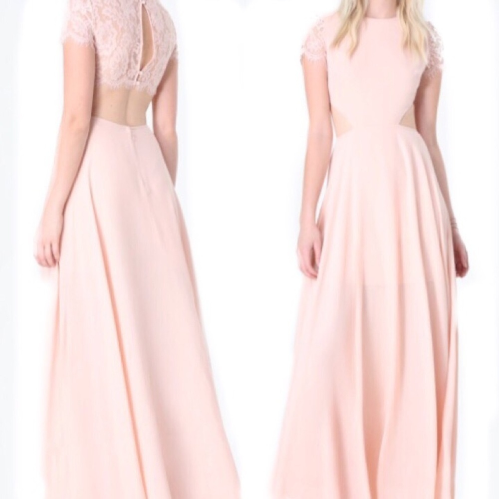 NEW - BEBE Open Back Lace Cutout Dress - Blush